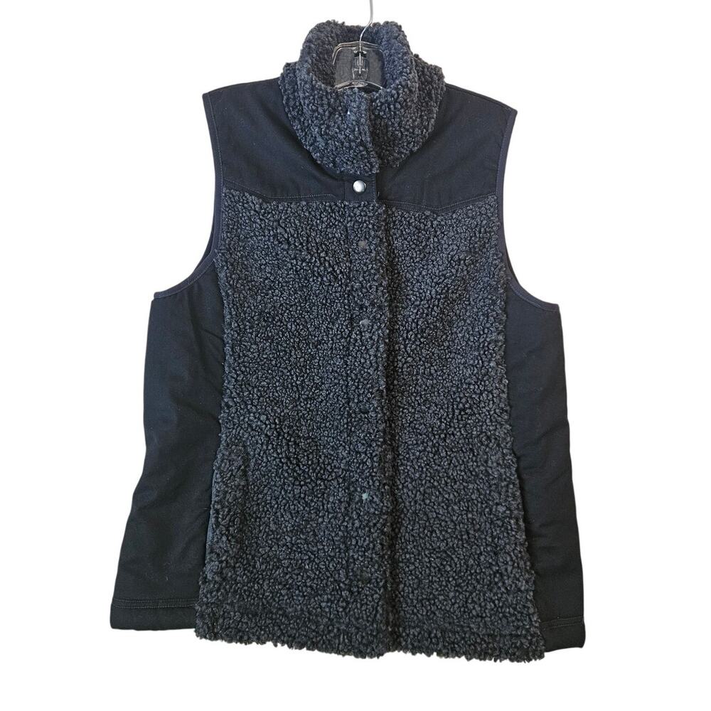 Aventura Astoria Recycled Sherpa Boucle Fleece Vest Black Charcoal Gray Small
